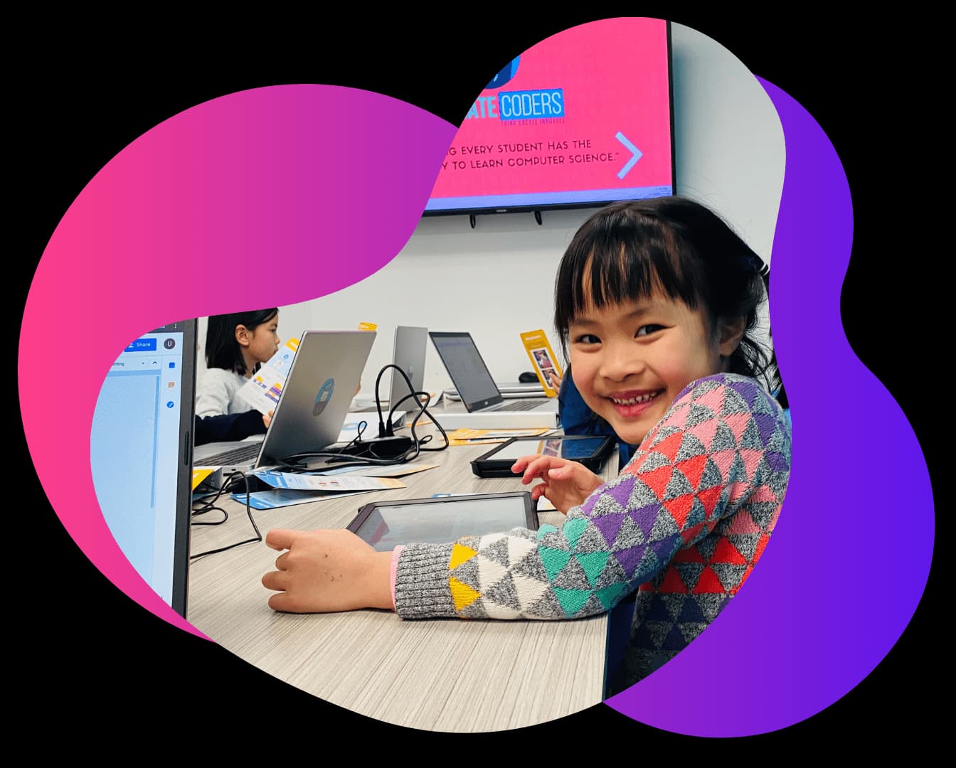 Code World student smiling in class 